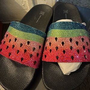 INC International Concepts Multicolor Rhinestone Sandals